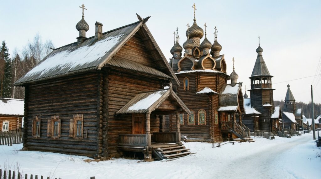 Русская деревянная архитектура: избы, терема, церкви и секреты мастерства плотников - иллюстрация